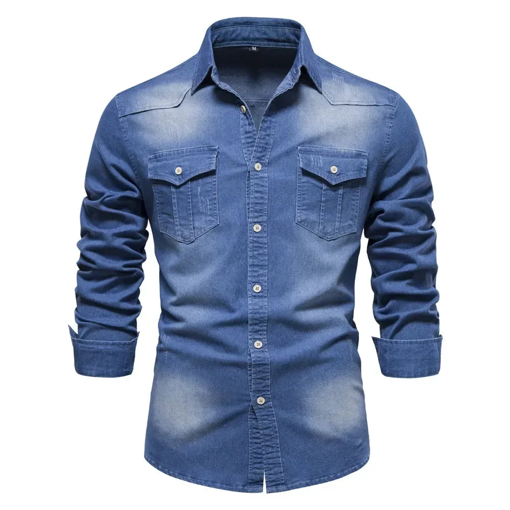 Herren Langarm Hemd aus elastischer Baumwolle im Casual Stil für Designer Kleidung