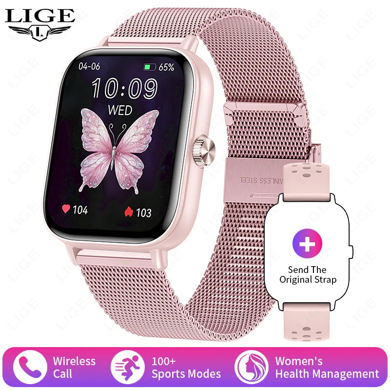 LIGE Neue Smartwatch 2025, kabellose Anrufe, Smartwatch, Bluetooth, für Männer und Frauen, Smartwatches, Sport-Fitness-Armband, individuelles Zifferblatt
