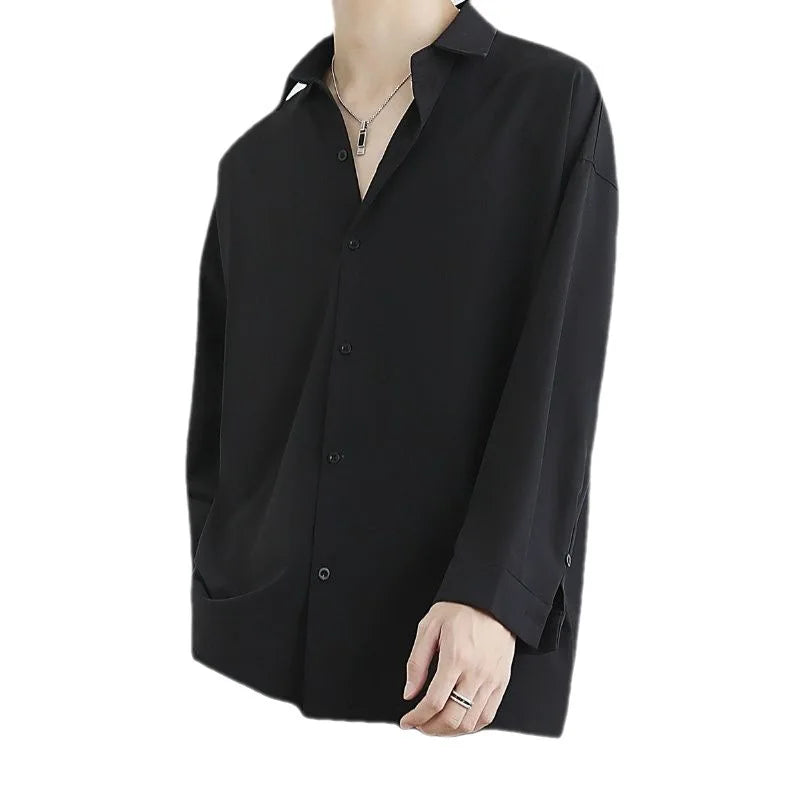 Langarm- und Kurzarm-Herrenhemd in Schwarz und Weiß – Slim Fit Business- und Bürohemd in Unifarben