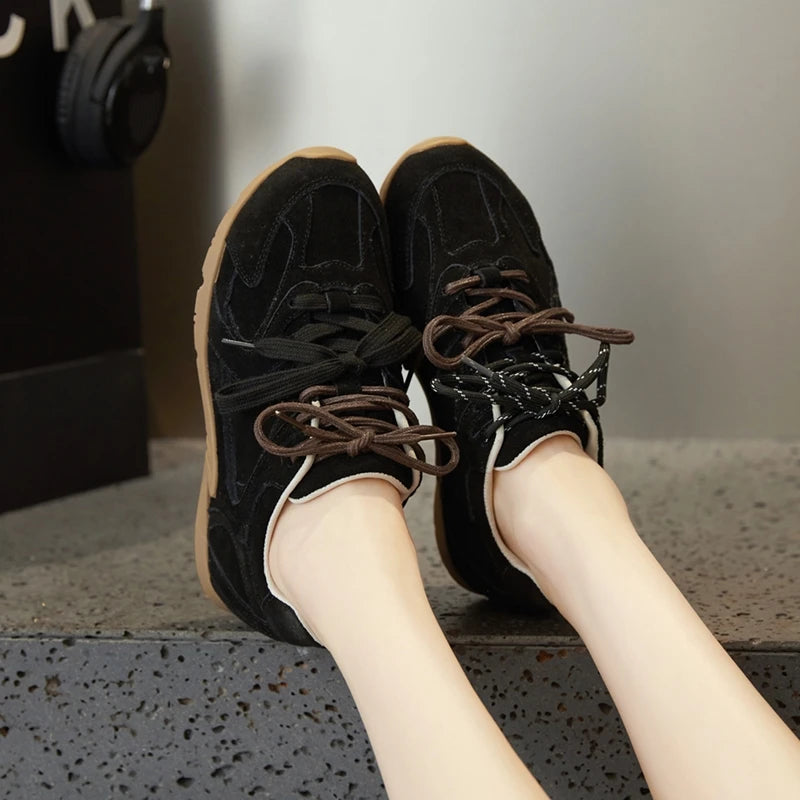 AIYUQI frauen Turnschuhe 2025, Neue Nicht-slip Deutsch Training Schuhe Für Frauen Flache Große-größe Echtes Leder Laufschuhe weibliche Schuhe