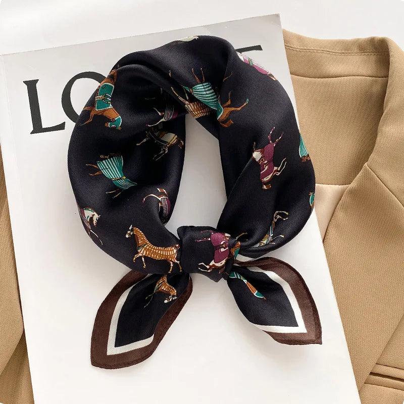 Damen Seidenschal bedruckt Frühling Halstuch Kopftuch Haarband Hijab Bandana