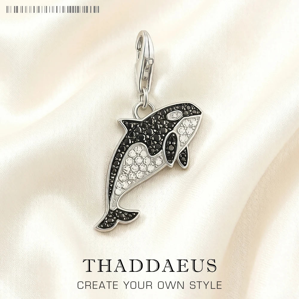 Damen-Charm-Anhänger Orca Wal Ozean aus Sterlingsilber
