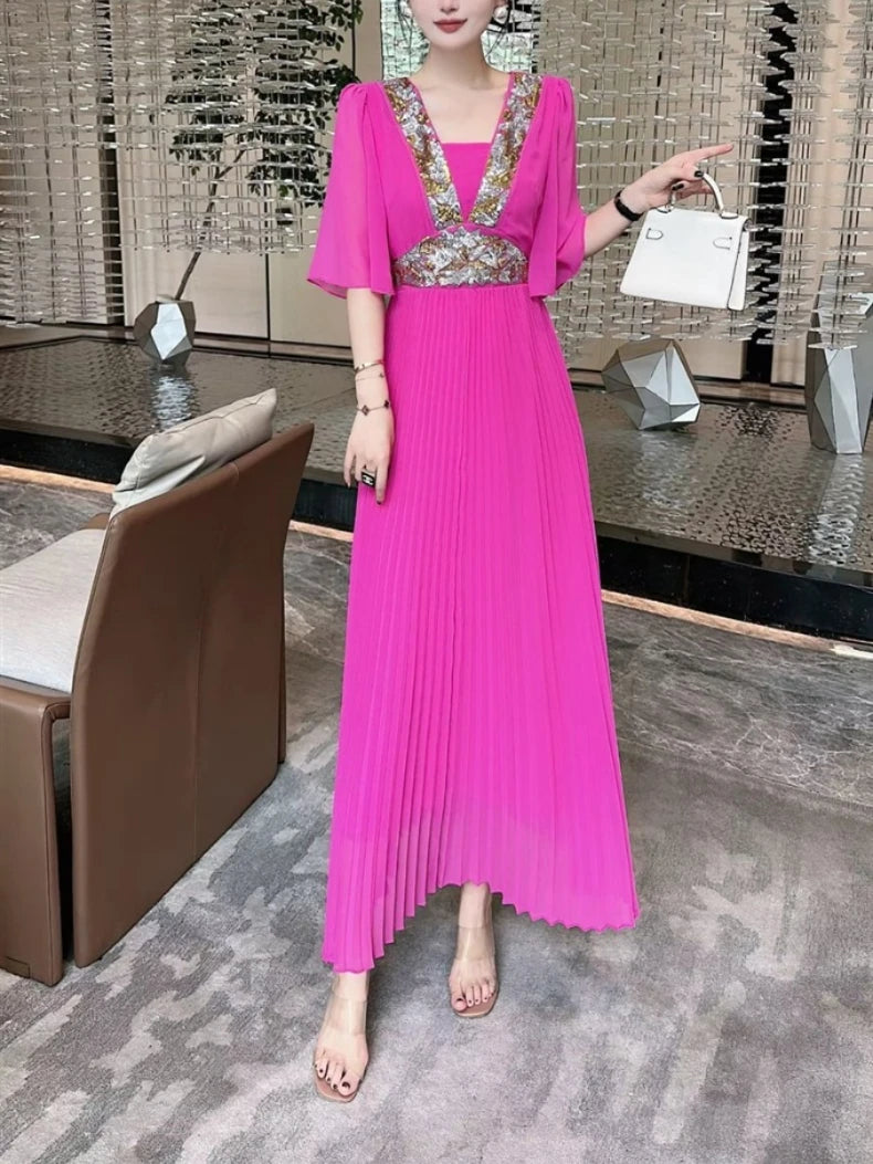 Elegantes Mini-Kleid für Damen mit halbem Stehkragen, langen Ärmeln und 3D-Blumen-Patchwork-Design – figurbetont und stilvoll.