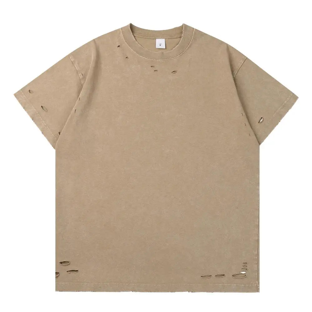 Herren T-Shirt mit kurzen Ärmeln und lässigen zerrissenen Löchern