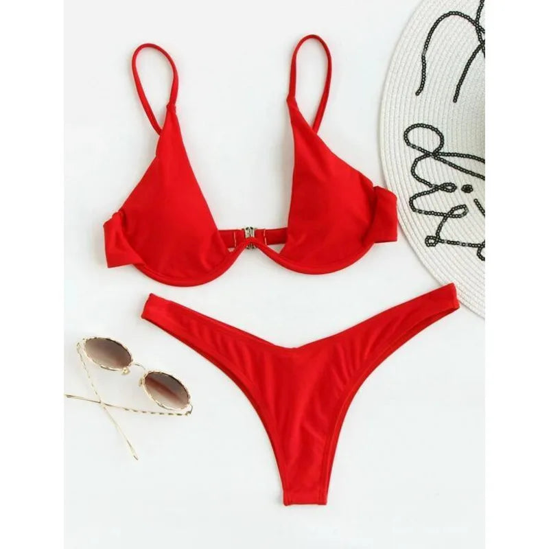 Glamouröses Pailletten-Bikini-Set mit Push-up-Effekt – Perfekt für Strand und Pool