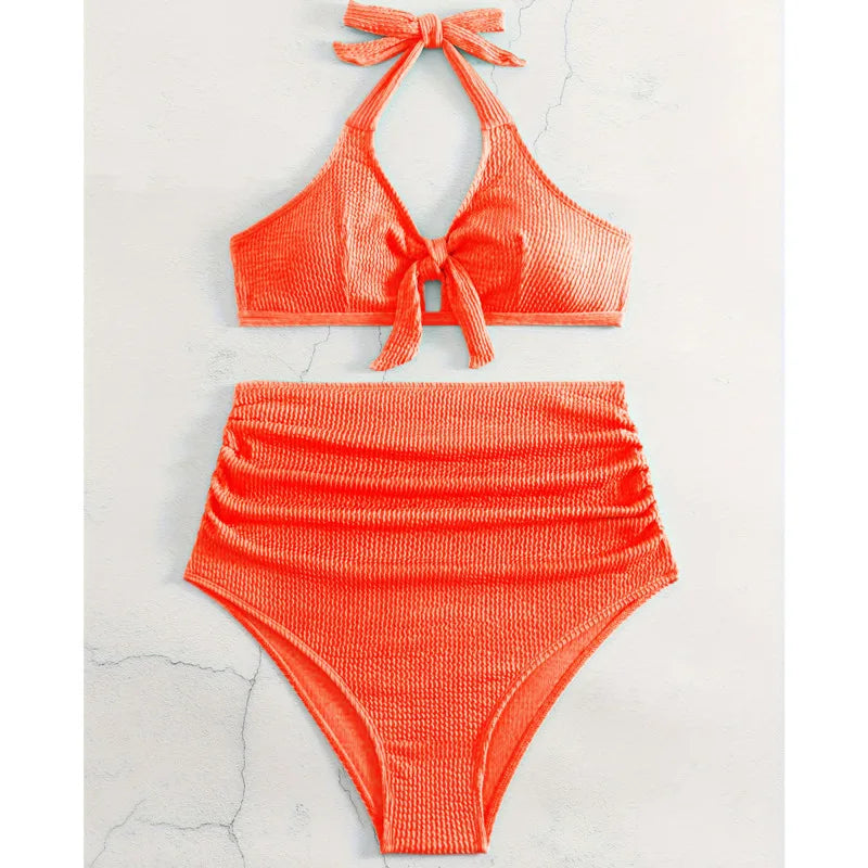 Schwarzer Sexy Tanga-Bikini für Damen in Unifarbe – Brasilianisches Badeanzug-Set für Strand und Pool