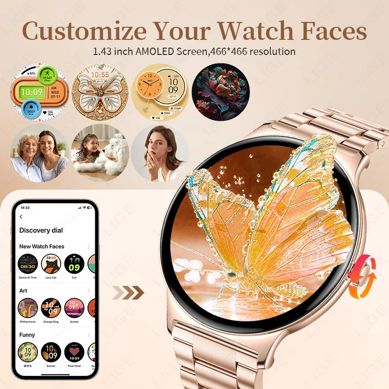 Männer und Frauen Smartwatch mit Fitness Tracker und Blutdruck Monitor