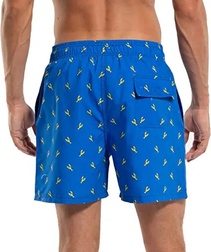 Herren-Badeshorts mit Farbverlauf, schnelltrocknend, mit Reißverschlusstaschen und Mesh-Futter – modische Schwimmshorts für den Strand