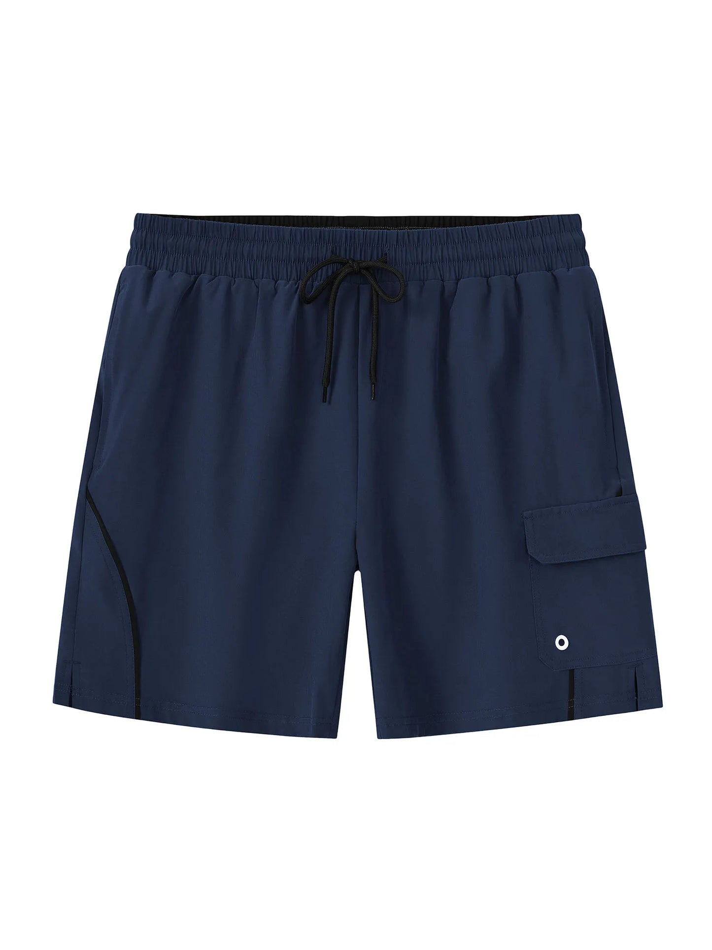 Sommerliche Herren-Badeshorts mit Camouflage-Streifen, schnelltrocknend, mit Reißverschlusstaschen und Mesh-Futter – ideal für Strand und Surfen.