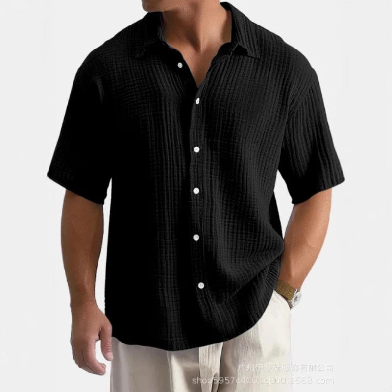 Herren-Sport- und Freizeitshirt aus Baumwoll-Leinen mit Trägern, Brusttasche und Kapuze – Langarm und einfarbig im trendigen Design