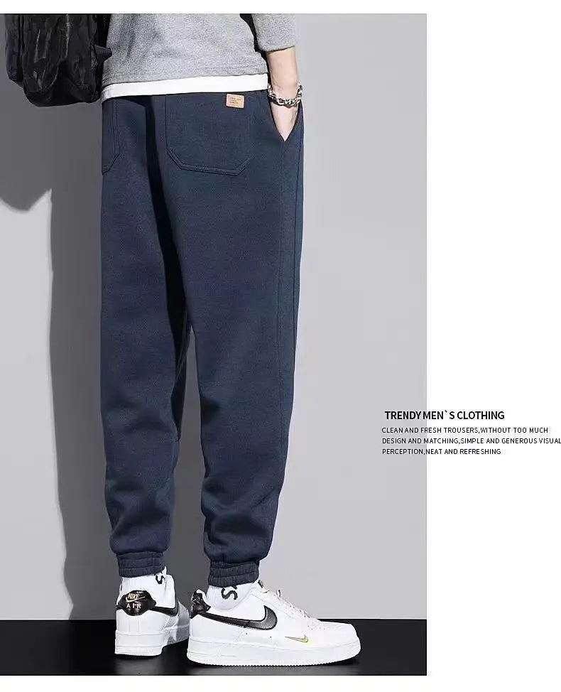 Warme Herren-Sporthose mit Kordelzug im lockeren japanischen Stil – ideal für Herbst und Winter