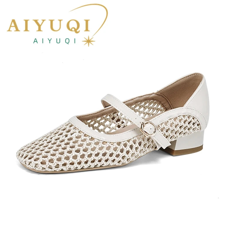 AIYUQI 2025, Damensandalen, Sommer-Mesh, atmungsaktiv, Damenschuhe, große geschlossene Zehensandalen für Damen