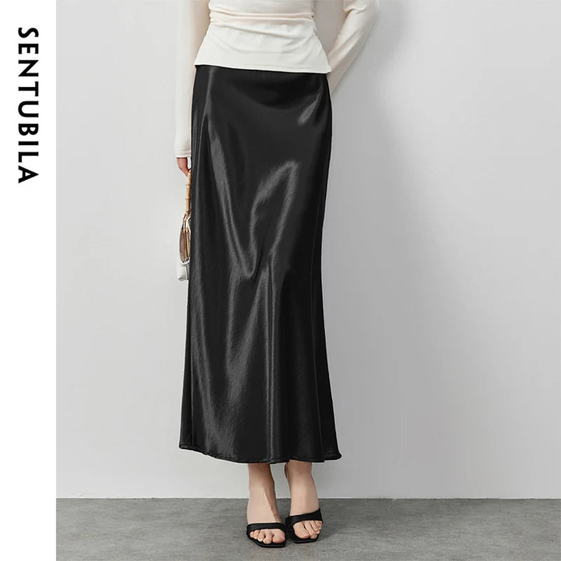 Damen Rock im Luxus-Stil aus Satin in A-Linie für elegante Anlässe