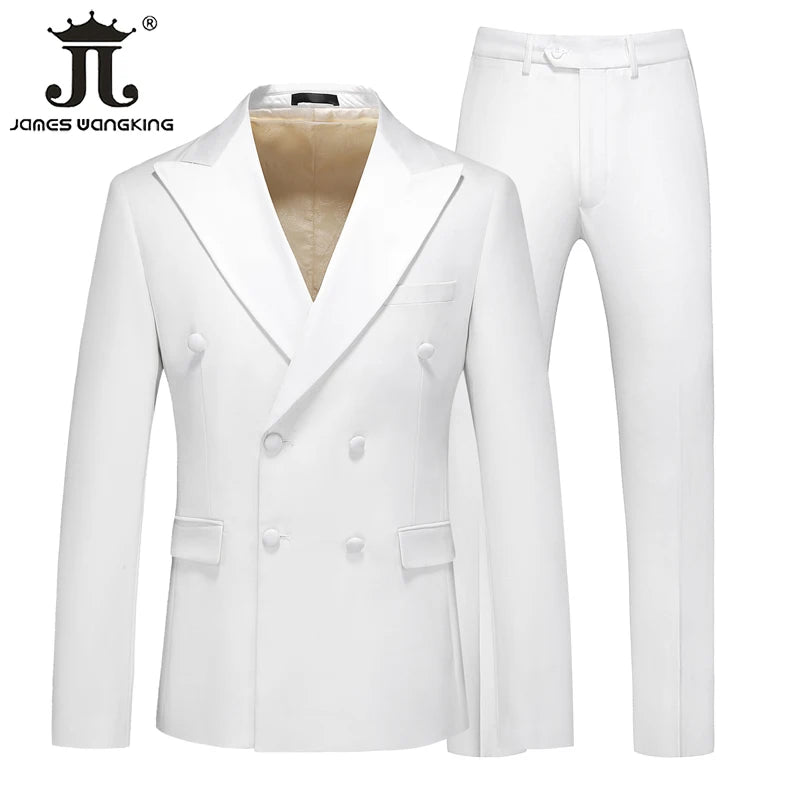 Luxuriöses Herren-Doppelreiher Anzugset: Eleganter 5XL Smoking für Hochzeit & Gala-Veranstaltungen