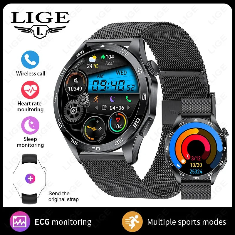 LIGE EKG AI Gesunde Diagnose Smart Uhr Männer Blut Sauerstoff Blutdruck Schlaf Überwachung Bluetooth Anruf Gesundheit Smartwatch Frauen