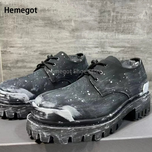 Herren-Schnürschuhe aus Leder in Schwarz/Kaffee – elegant & strapazierfähig