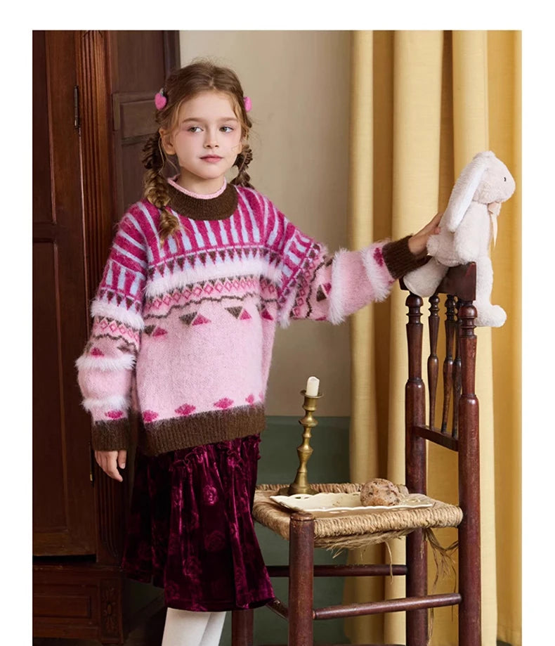 Warme Kinderhose mit rotem Karomuster für Mädchen – ideal für Herbst und Winterpartys