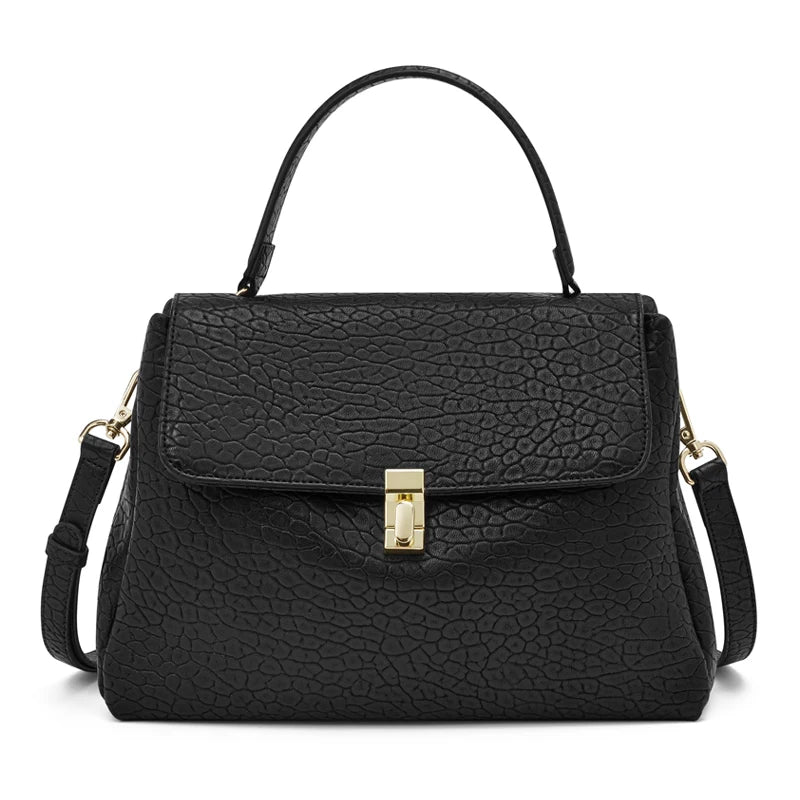 Damen Handtasche aus Leder mit Lychee Pattern Flap Messenger
