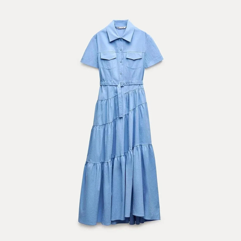 Schulterfreies ärmelloses Patchwork-Kleid mit Hohldesign für Damen – figurbetont und stilvoll