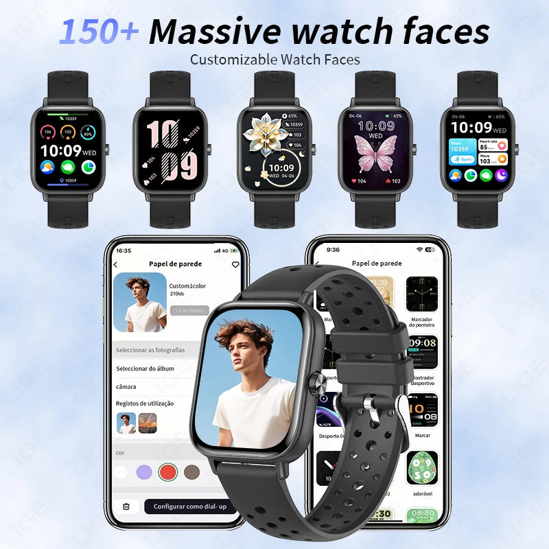 LIGE Neue Smartwatch 2025, kabellose Anrufe, Smartwatch, Bluetooth, für Männer und Frauen, Smartwatches, Sport-Fitness-Armband, individuelles Zifferblatt