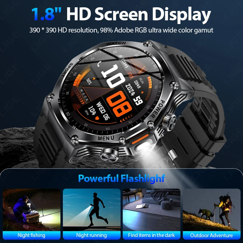 Männer Sport Smart Uhr mit IP68 Wasserdichtigkeit und Bluetooth Anruffunktion