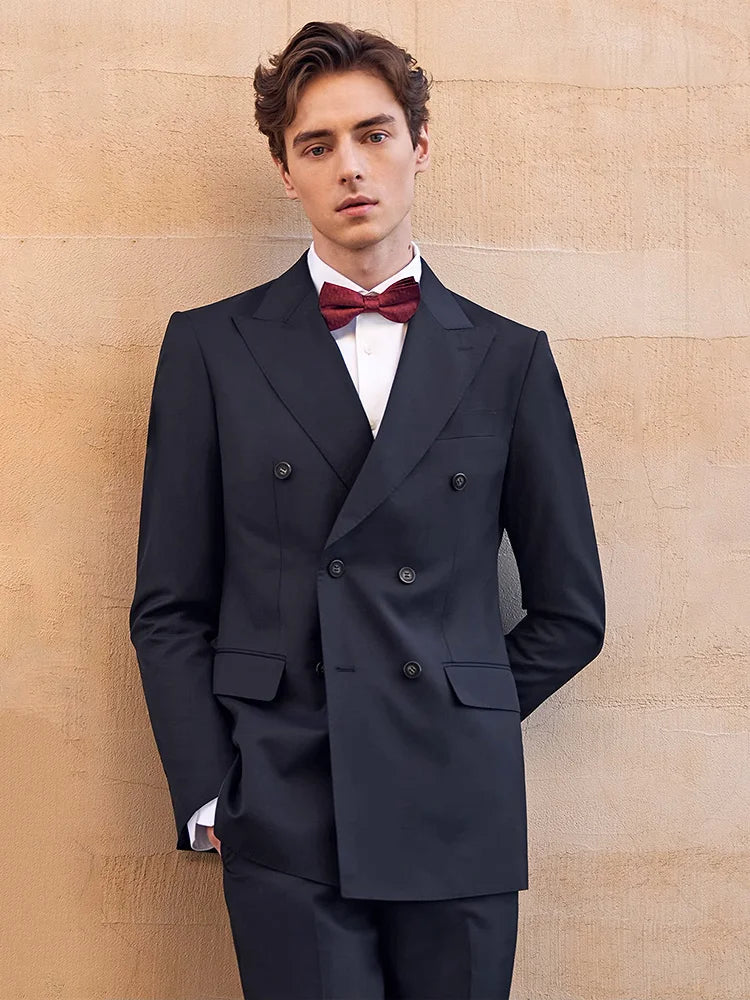 Schmal geschnittener Herrenanzug-Blazer mit grauen Streifen und 2-Knopf-Einreiher – ideal für Partys und Hochzeiten, Größe 48