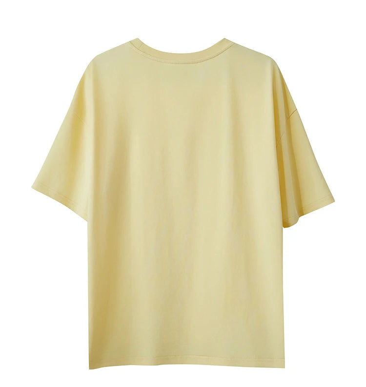 Damen T-Shirt im minimalistischen Stil mit Druck und Rundhals-Ausschnitt
