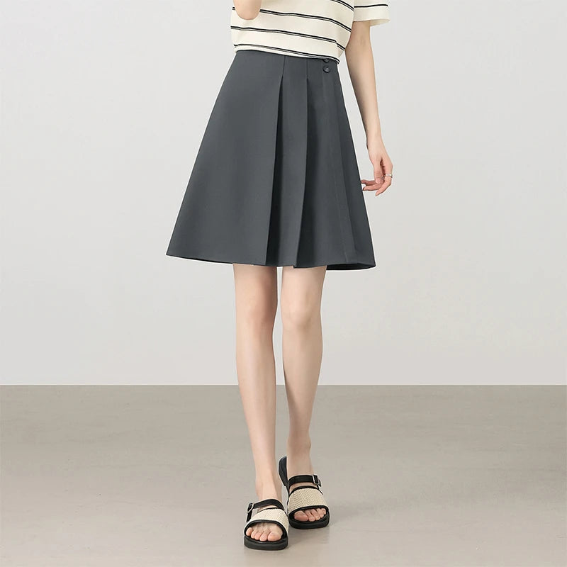 Damen Plissee Kurzrock mit hoher Taille im A-Linien Stil für den Sommer