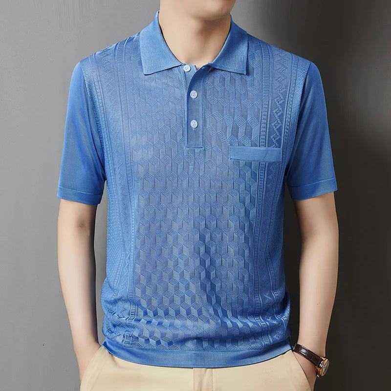 Kurzes Herren-Poloshirt mit Perlenkragen – ideal für Sport und Freizeit im Sommer
