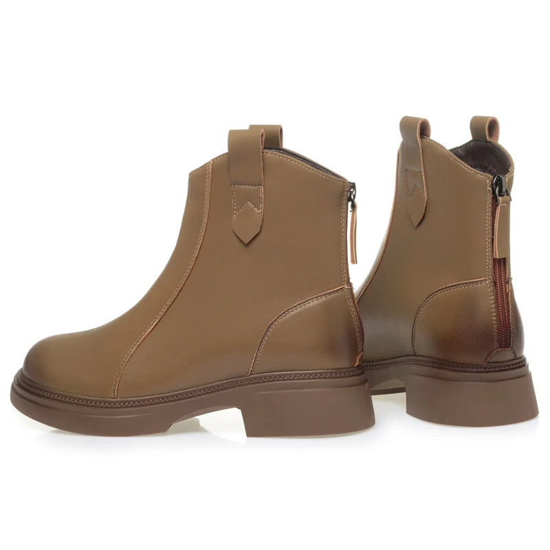 Damen Schnee Stiefel aus Faux Pelz mit rutschfester Sohle und Reißverschluss