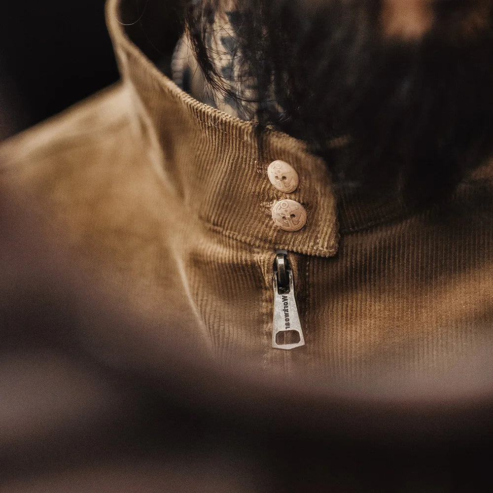 Herren Retro Cord Jacke mit Stehkragen und lässigen Taschen für Herbst
