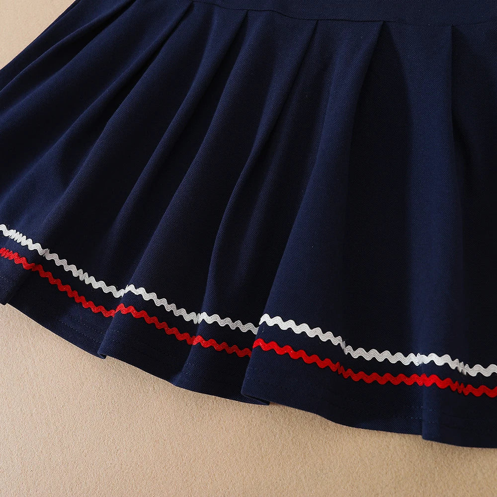 Mädchen Kleid Schuluniform Umlegekragen Kleider 5-12 Jahre Kinder Preppy Kleidung Kinder Sommer Kurze Ärmel Kleidung