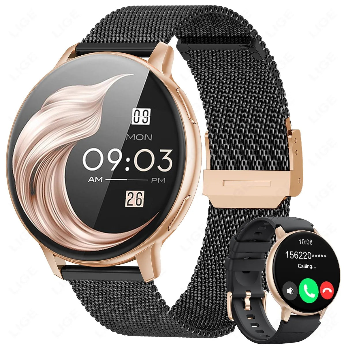 LIGE Neue Smartwatch mit Sprachanruf, 1,39 Zoll HD-Display, Smartwatch, Herzfrequenz-Gesundheitsüberwachung, Sport-Smartwatch für Männer und Frauen 2024