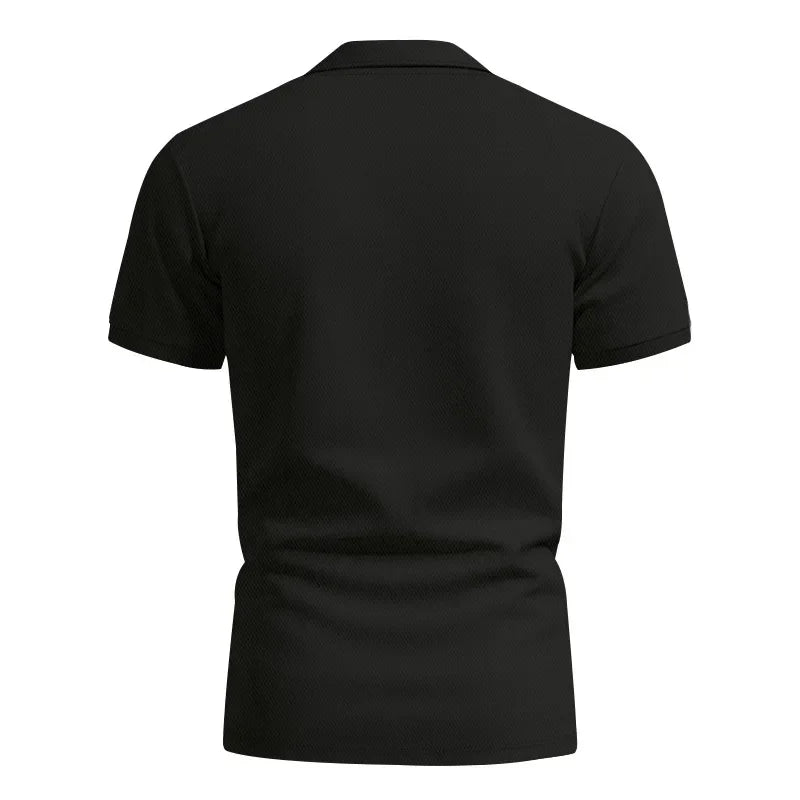 Langärmeliges Herren-Poloshirt mit Waffelstruktur und Knopfleiste – ideal für Freizeit und Urlaub
