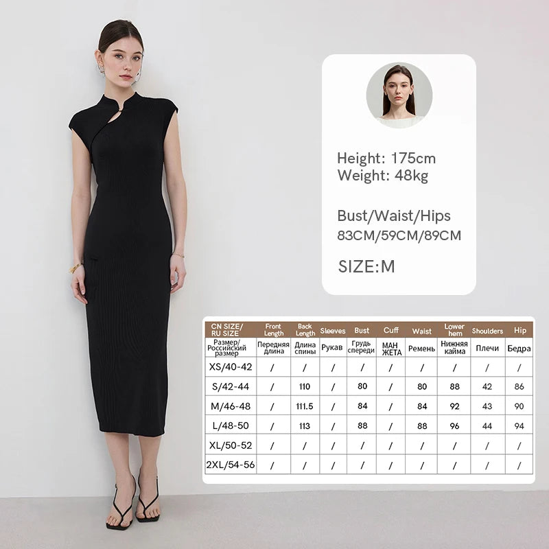 Elegantes Damen Strickkleid Mit Bequemem Stretch Und Chinesischem Stil