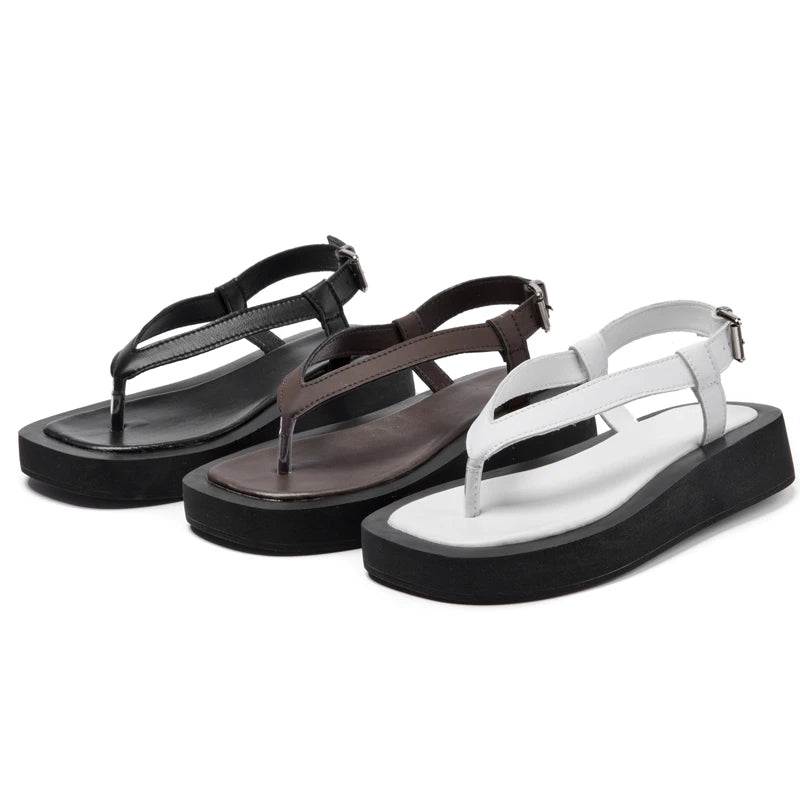AIYUQI Flip-toe Sandalen Frauen Echtes Leder 2025, Sommer Neue Flache Römische Sandalen Frauen Große größe 41 42 43 strand sandalen frauen