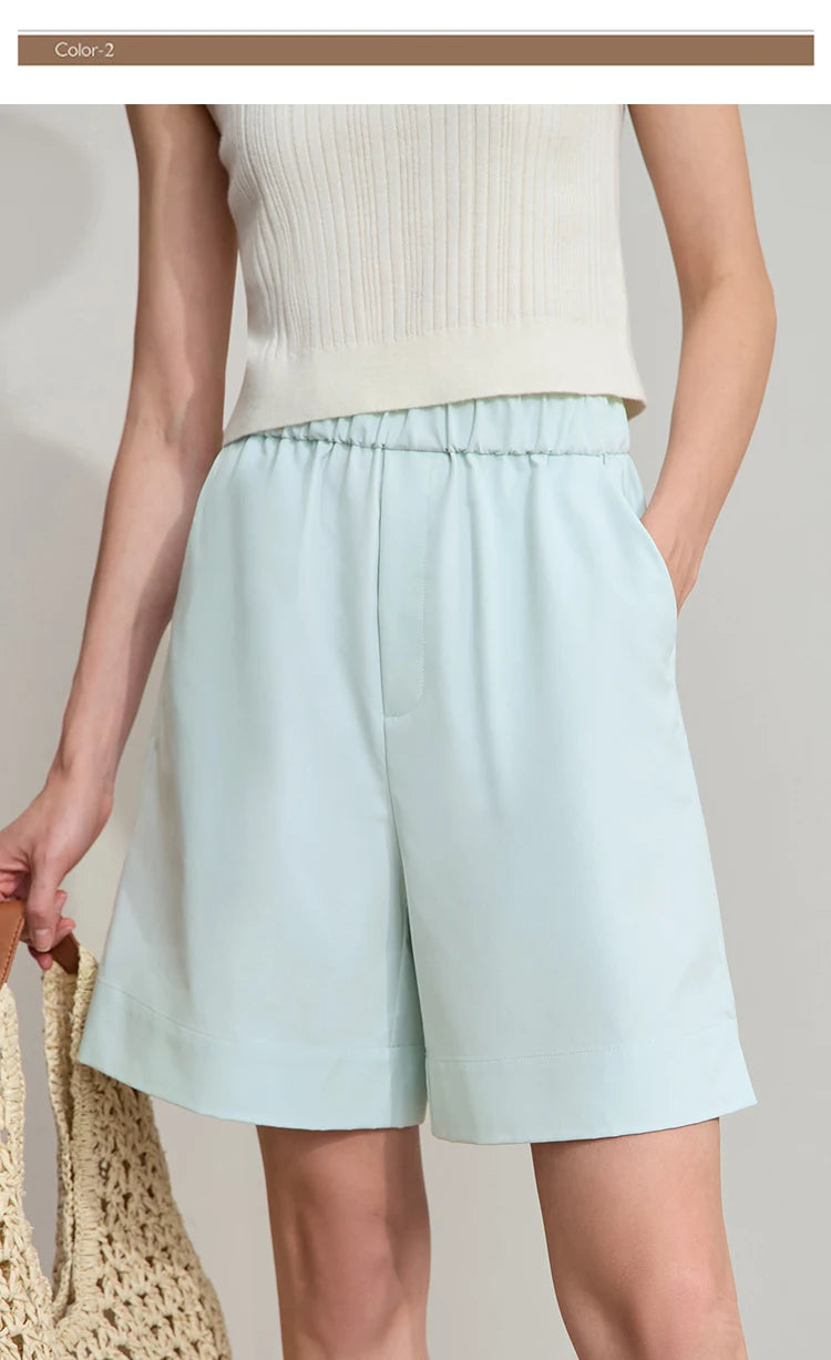 Damen Shorts im minimalistischen Stil mit elastischem Bund und weitem Bein
