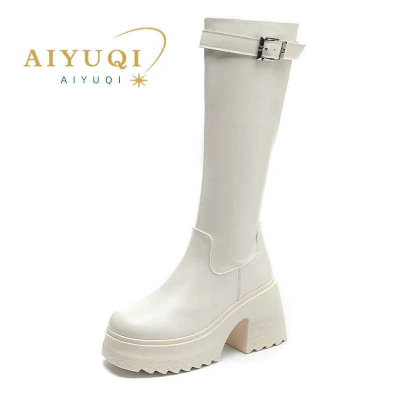 Damen Lange Stiefel im modischen Stil mit 10 cm hoher Plattform