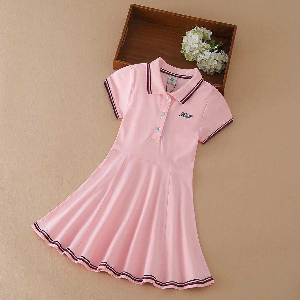 Kinder Mädchen Sportkleider Baumwolle Umlegekragen Tenniskleid 2023 Neues Sommer Kurzarm Golfkleid für Kinder