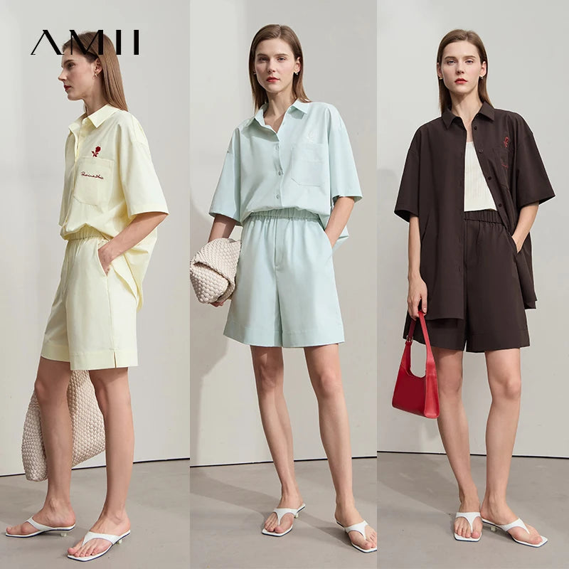 Damen Shorts im minimalistischen Stil mit elastischem Bund und weitem Bein