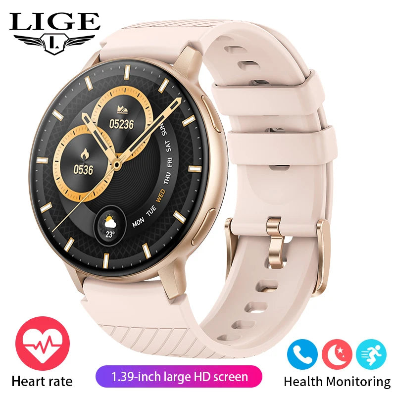 LIGE Neue Smartwatch mit Sprachanruf, 1,39 Zoll HD-Display, Smartwatch, Herzfrequenz-Gesundheitsüberwachung, Sport-Smartwatch für Männer und Frauen 2024