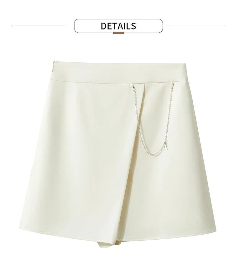 Damen Shorts-Röcke im minimalistischen Stil mit hoher Taille und geradem Schnitt