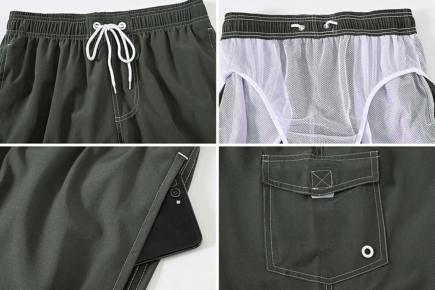 Herren-Badeshorts mit Reißverschlusstaschen und Mesh-Futter – schnelltrocknend für Strand und Sport