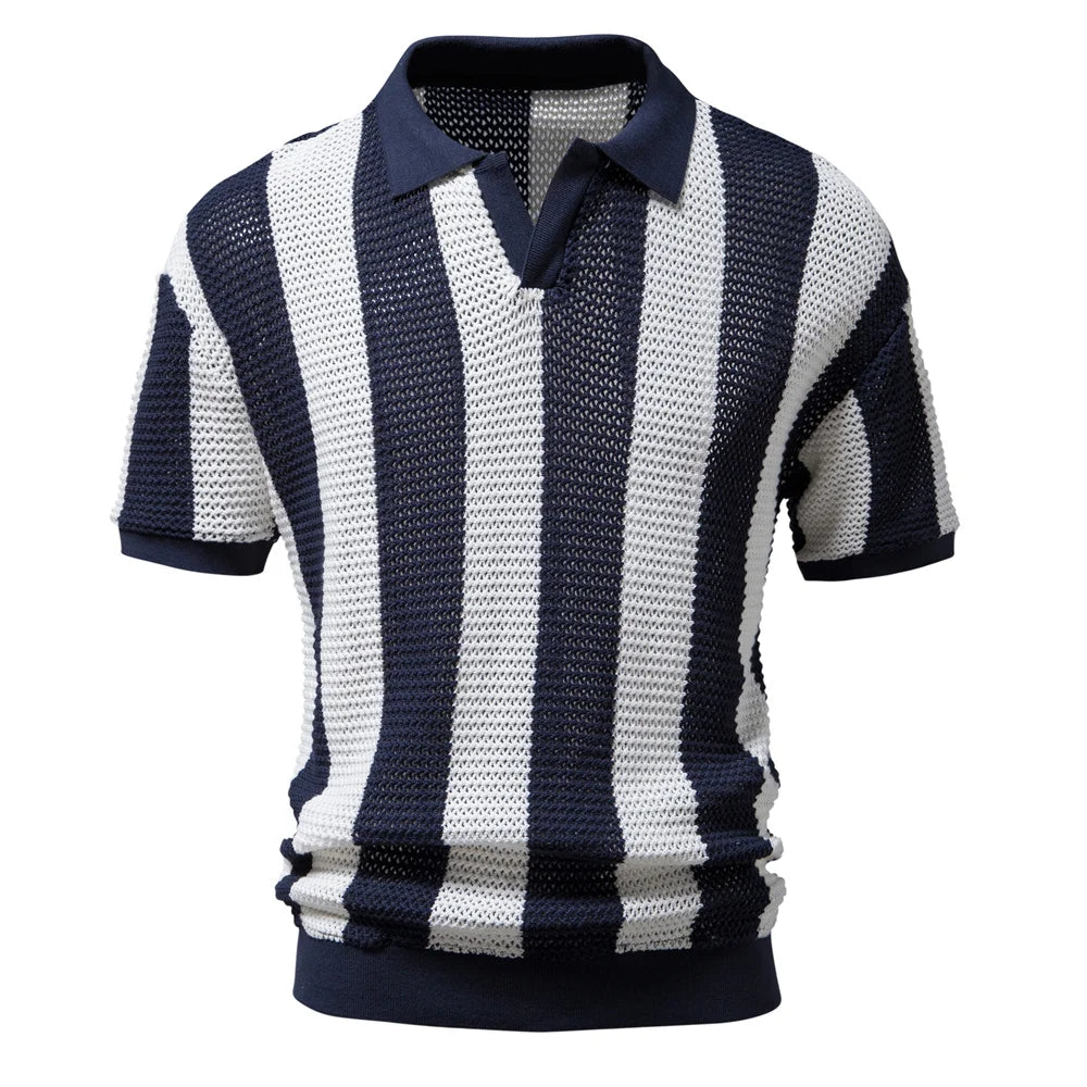 Herren Polo Shirts aus 100 Prozent Baumwolle mit V-Ausschnitt und kurzen Ärmeln