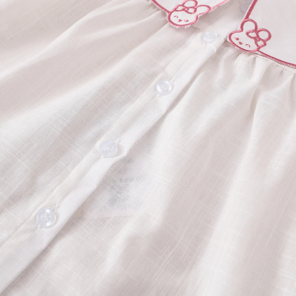 Mädchen-Shirt 2025, Frühling und Herbst, Baby-Kinder, 100 % Baumwolle, langärmelige Kleidung, niedliches Kaninchen, bestickte Oberteile für 2–6 Jahre