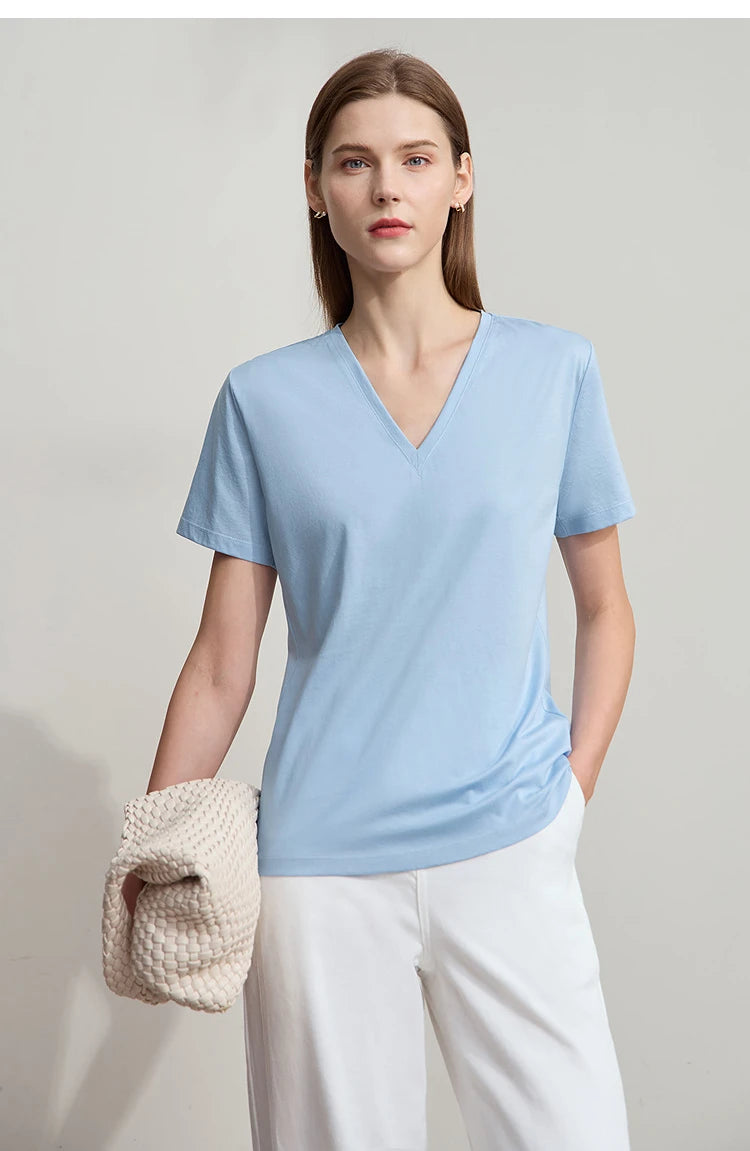 Damen Top im minimalistischen Sommerstil mit einfarbiger Buchstabenstickerei