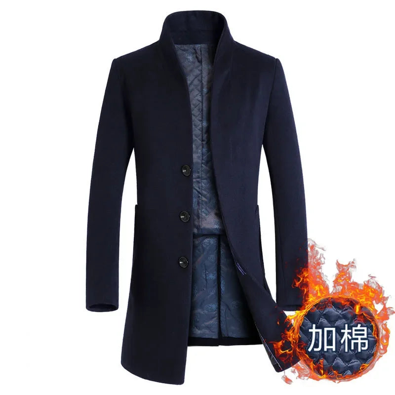 Herren Wollmantel in Unifarben – Winterliche Premiummode