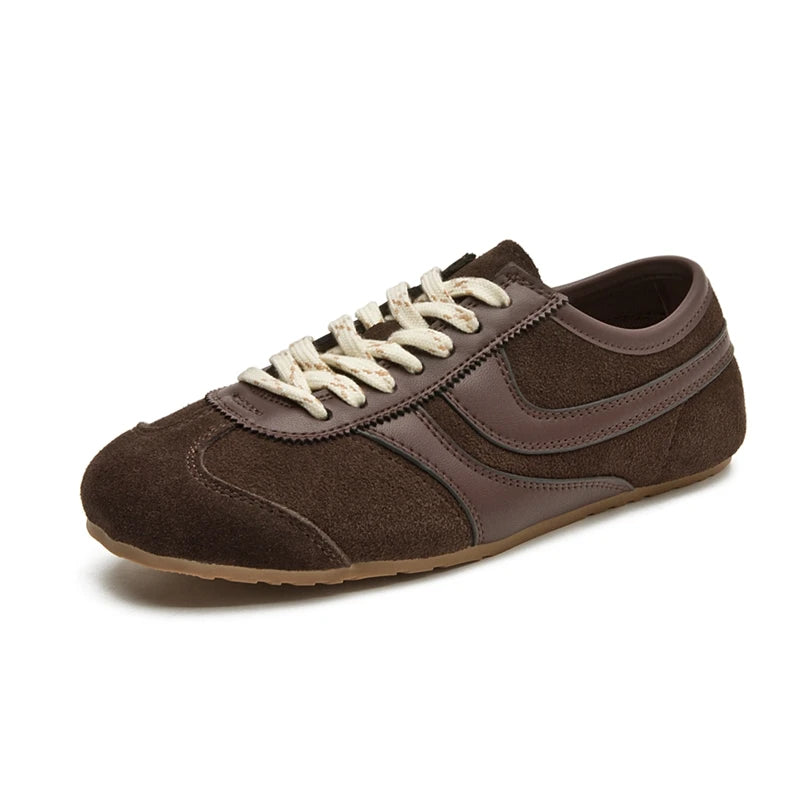 AIYUQI Damen Leder Sneaker Skateboard Style Retro