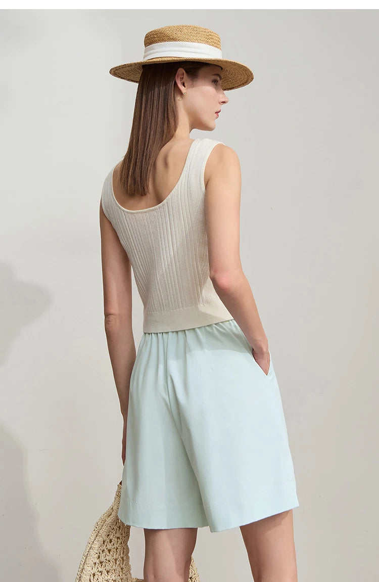 Damen Shorts im minimalistischen Stil mit elastischem Bund und weitem Bein