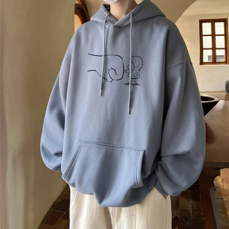 Herbst Cartoon Kawaii bedruckte Hoodies für Männer neue y2k Streetwear übergroße Pullover Sweatshirts Hombre Fleece Hoody Kleidung